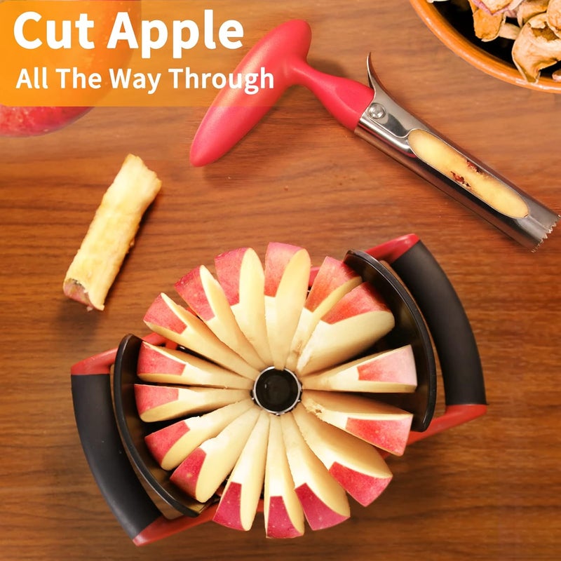 Newness Apple Cutter Slicer, [Upgraded] Cut Apples All The Way Through, [Large Size] 16 Slices HEAVY DUTY Apple and Pear Corer Divider with Base, Stainless Steel Kitchen Tools Fruits Peeler, Wedger… - Image 5