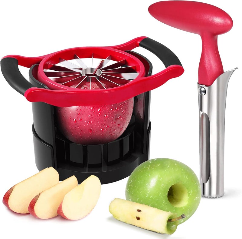 Newness Apple Cutter Slicer, [Upgraded] Cut Apples All The Way Through, [Large Size] 16 Slices HEAVY DUTY Apple and Pear Corer Divider with Base, Stainless Steel Kitchen Tools Fruits Peeler, Wedger… - Image 1
