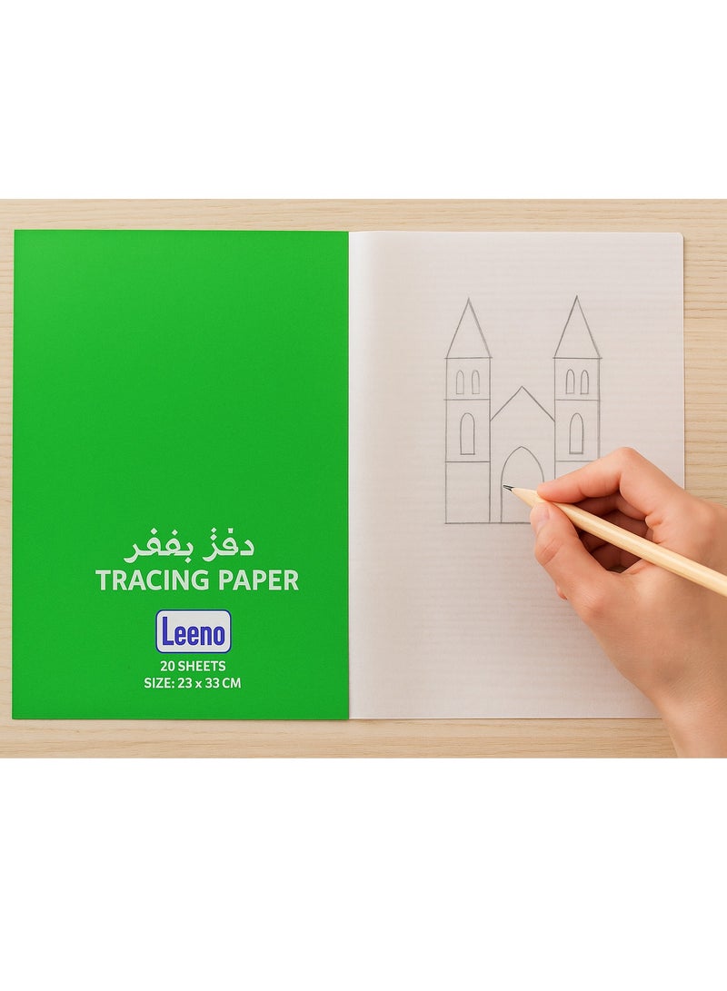 Leeno Tracing Book – 20 Transparent Sheets, Large Size 23 × 33 cm, Smooth Surface for Drawing, Sketching, School Projects and Art Design - Image 3