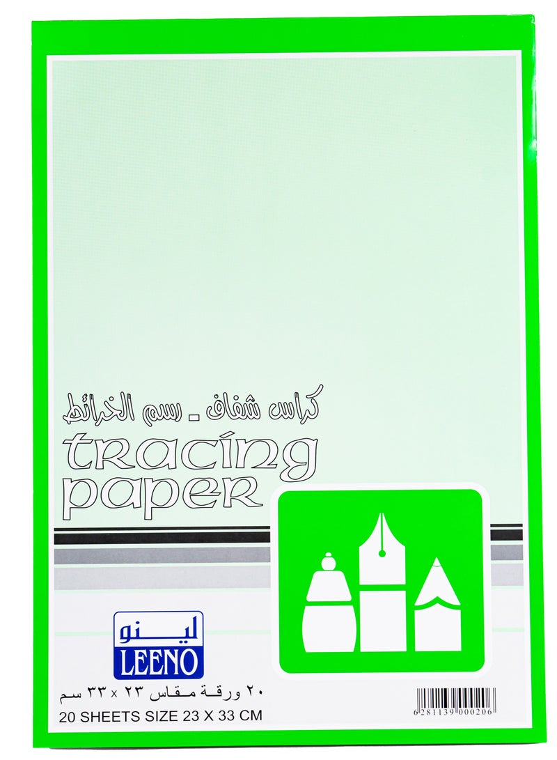 Leeno Tracing Book – 20 Transparent Sheets, Large Size 23 × 33 cm, Smooth Surface for Drawing, Sketching, School Projects and Art Design - Image 1