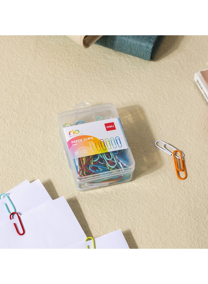Deli E0024 Paper Clips - 29mm, Assorted Colors - Image 1