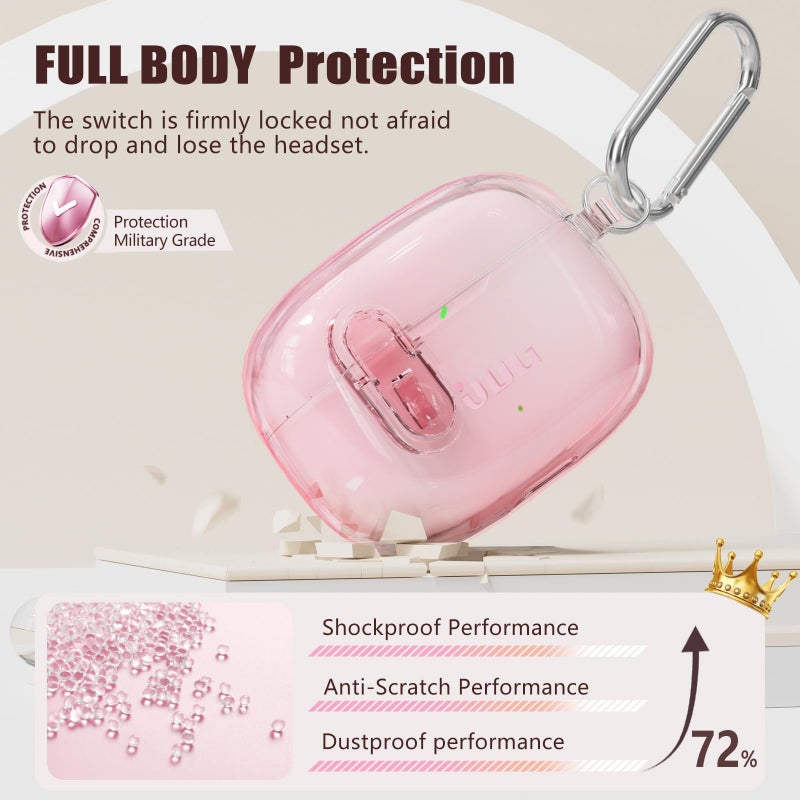 Wowwat for JBL Vibe Beam 2/JBL Vibe Beam Case with Lock,TPU Transparent Protective Earbuds Case for Men Women with Cleaner Kit and Keychain Compatible with JBL Vibe 200TWS Clear Pink - Image 4