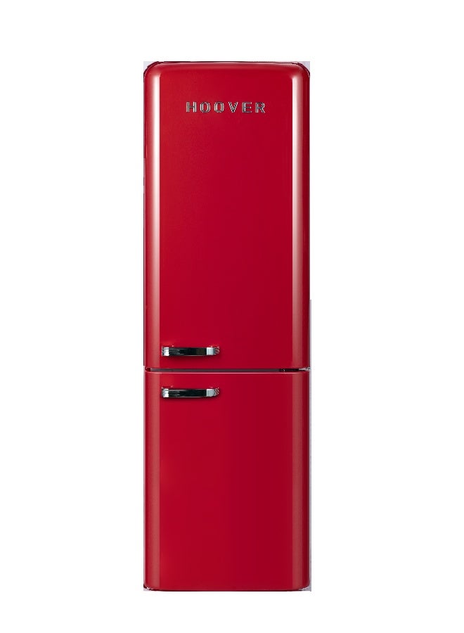 HOOVER 300L Bottom Mount Retro Style Refrigerator, Total No Frost Design, Metal Texture Handle, Electronic Control & LED Light, Silver Strip & Ice Twister, 1 Year Warranty,Red - HBR-M300-RR 300 L HBR-M300-RR Red - Image 1