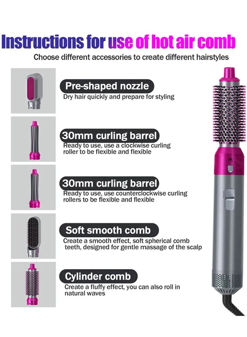 FEND 5 In 1 Multi Functional Hair Curler Comb Hot Air Styler Curler Straightening Curling Styling Brush Tool - Image 3