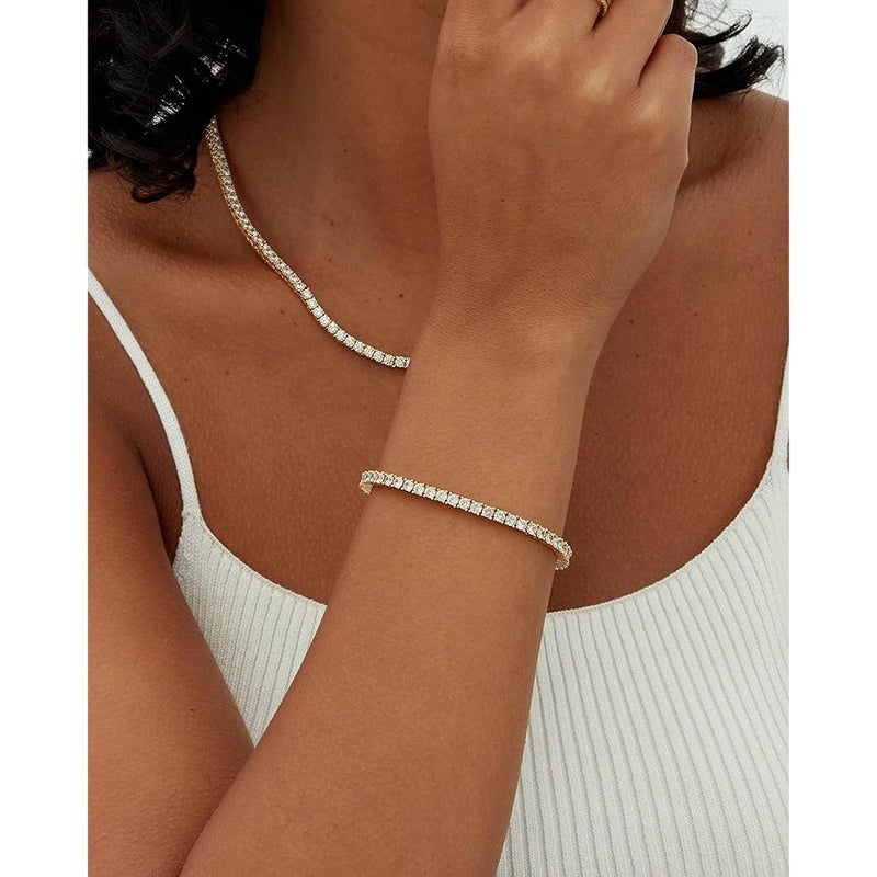 PAVOI 14K Gold Plated 3mm Cubic Zirconia Classic Tennis Bracelet | Gold Bracelets for Women | Size 6.5-7.5 Inch - Image 2