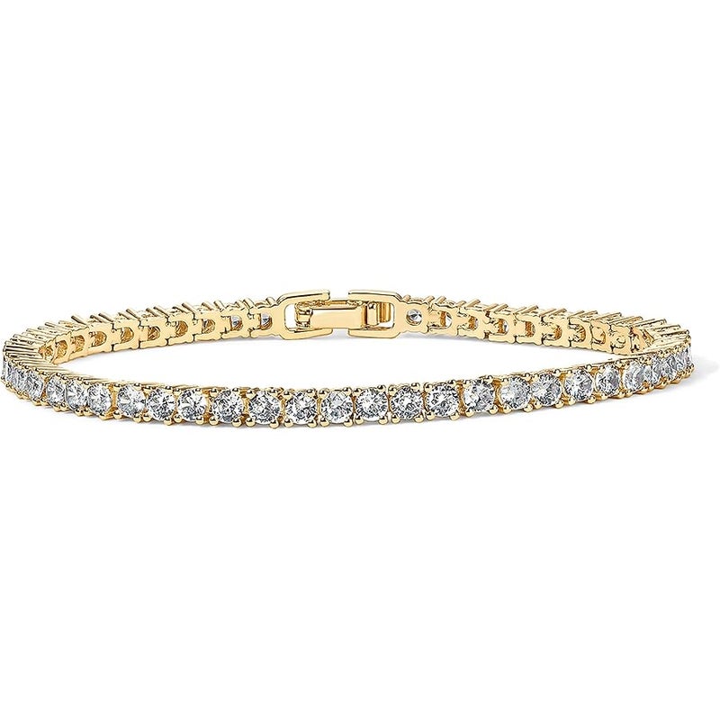 PAVOI 14K Gold Plated 3mm Cubic Zirconia Classic Tennis Bracelet | Gold Bracelets for Women | Size 6.5-7.5 Inch - Image 1