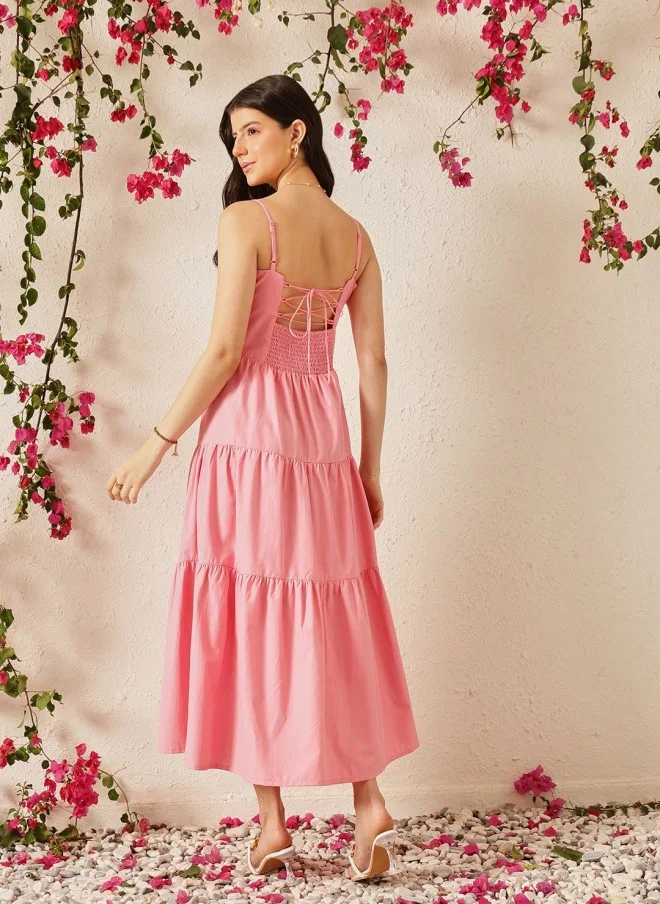 STREET 9 Pink A-Line Cotton Dress for Women