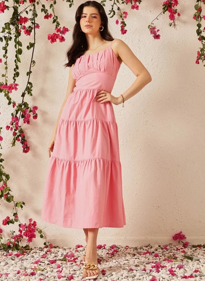 STREET 9 Pink A-Line Cotton Dress for Women