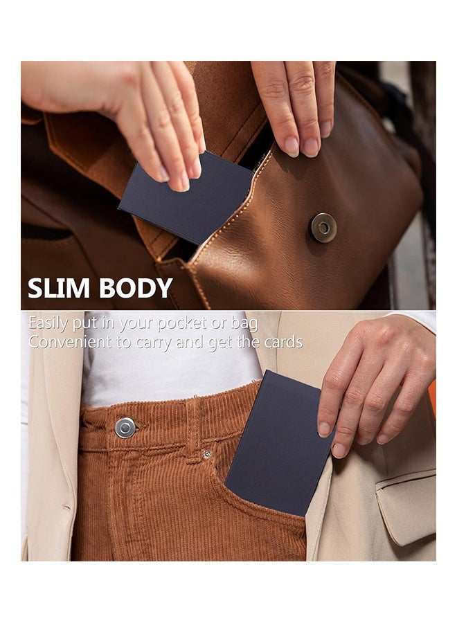 Card Holder Wallet, Minimalist Pop up Wallet for Men RFID Blocking Slim Business Credit Card Wallet with Money Pocket Aluminum Metal Bank Card Case Black  - Image 3