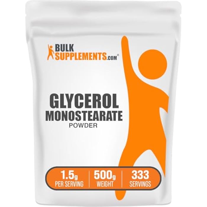 BulkSupplements.com Glycerol Monostearate Powder - Glycerol Supplement, GMS Powder - Unflavored, Food Grade & Gluten Free, 1.5g per Serving, 500g (1.1 lbs) (Pack of 1) - Image 1