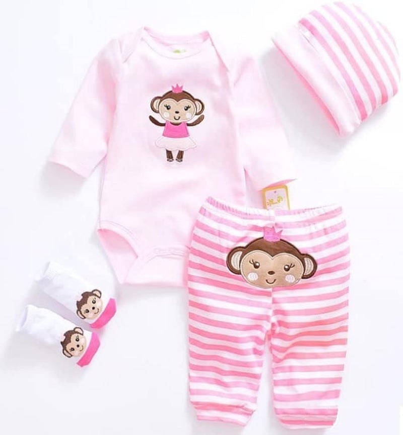 Tatu Reborn Baby Girl Doll Clothes 20-22 Inches Newborn Baby Girl 4 Pieces Accessories Set - Image 1