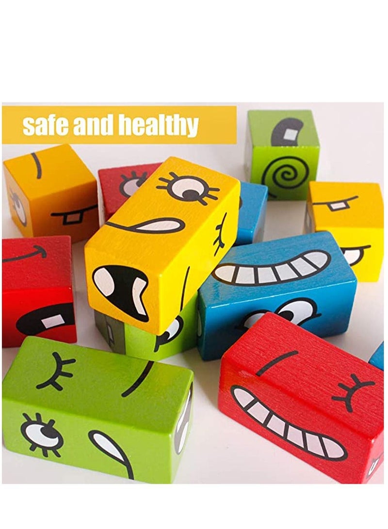 تعبيرات خشبية متطابقة مع مكعبات بناء مكعبات ألعاب لوحية ألعاب تعليمية ألعاب مونتيسوري للأطفال من سن 3 سنوات فما فوق - Image 4