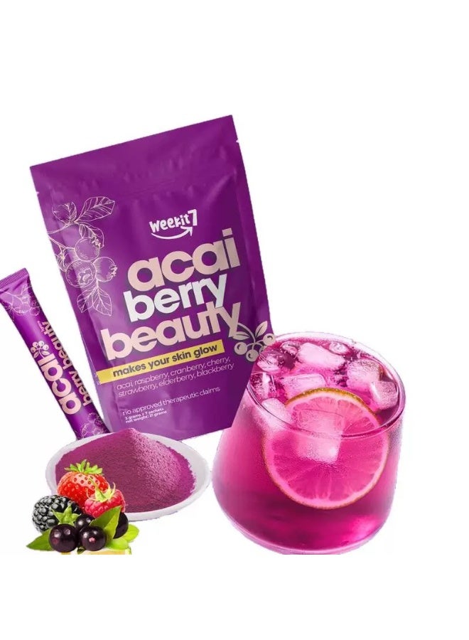 الأسبوع السابع مسحوق الجمال البرازيلي من الأكاي والتوت البري بشرة متألقة · مضاد للشيخوخة · مطهر غذاء فائق للنساء · دعم الإشراقة الطبيعية - Image 1