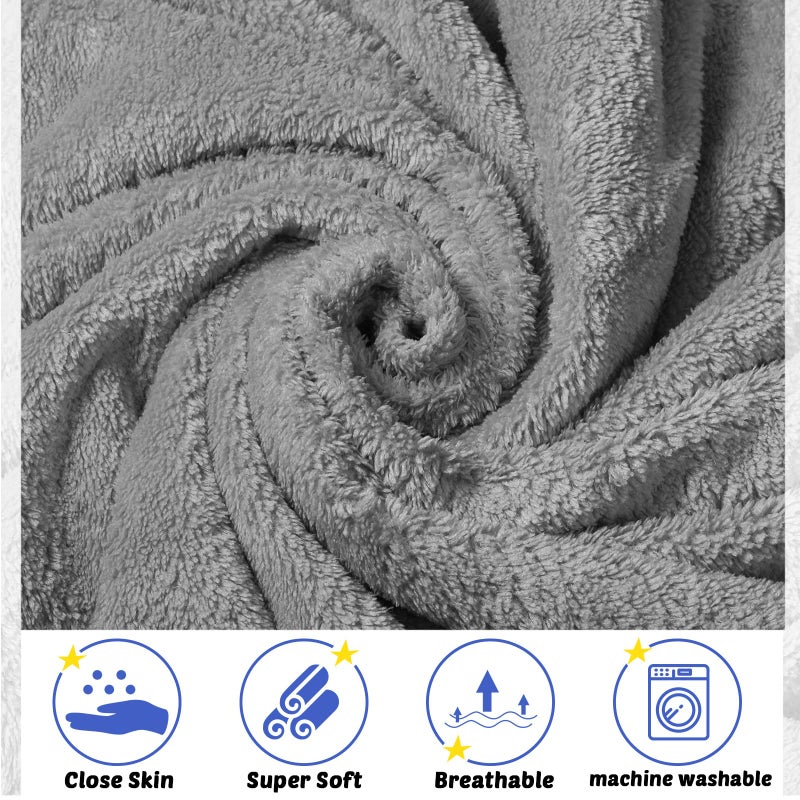 Reginary 4 Pack Baby Hooded Towels Coral Fleece Baby Bath Towels 30 x 30 Inch Soft Absorbent Hooded Bath Blanket for Newborn Toddler Infant Boy Girl Shower Gift Supplies (Gray) - Image 3