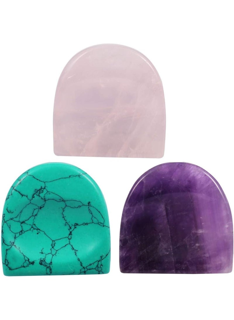 SUNYIK SUNYIK Handcarved Thumb Worry Stone, Polished Palm Pocket Stones Healing Crystals, Half Round Set of 3 