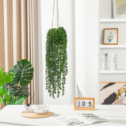dallisten 10 Pcs Artificial Succulents Hanging Plants, Fake String of Pearls Greenery Plants, Decoration for Wall Home Backdrop Garden Windows Balcony Indoor and Outdoor (10PCS Green) - Image 5