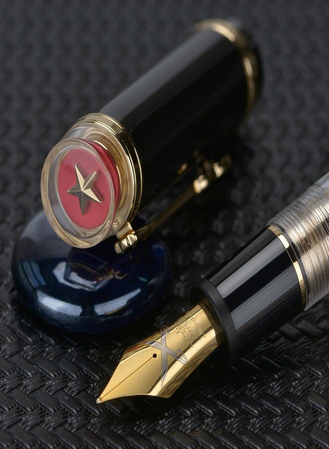 Wikult Jinhao 1935 Tiandao Series Fountain Pen, Size 8 Medium Nib Piano Black & Transparent Acrylic with Guitar Clip and Large Capacity Converter - Image 5