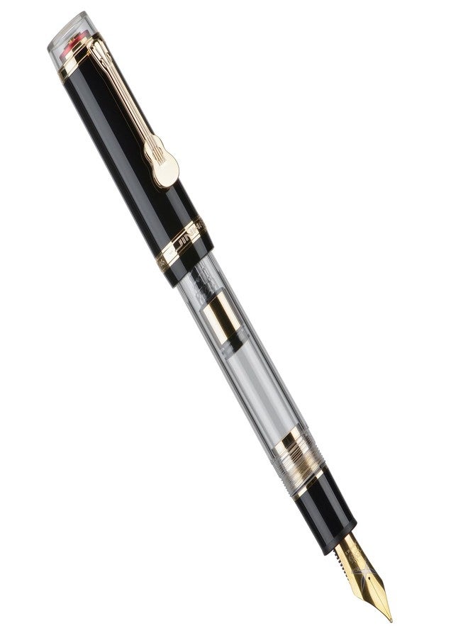 Wikult Jinhao 1935 Tiandao Series Fountain Pen, Size 8 Medium Nib Piano Black & Transparent Acrylic with Guitar Clip and Large Capacity Converter - Image 3