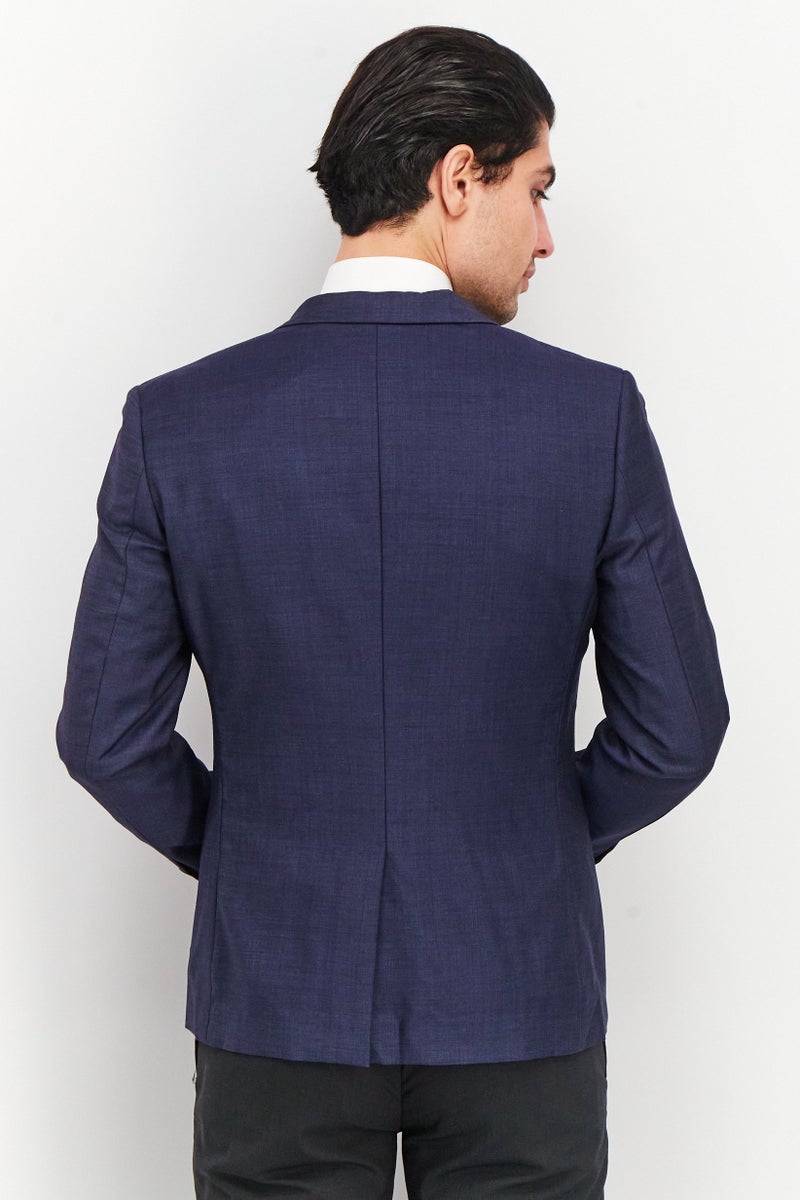 SELECTED Men Fitted Solid Blazer, Midnight Blue - Image 4