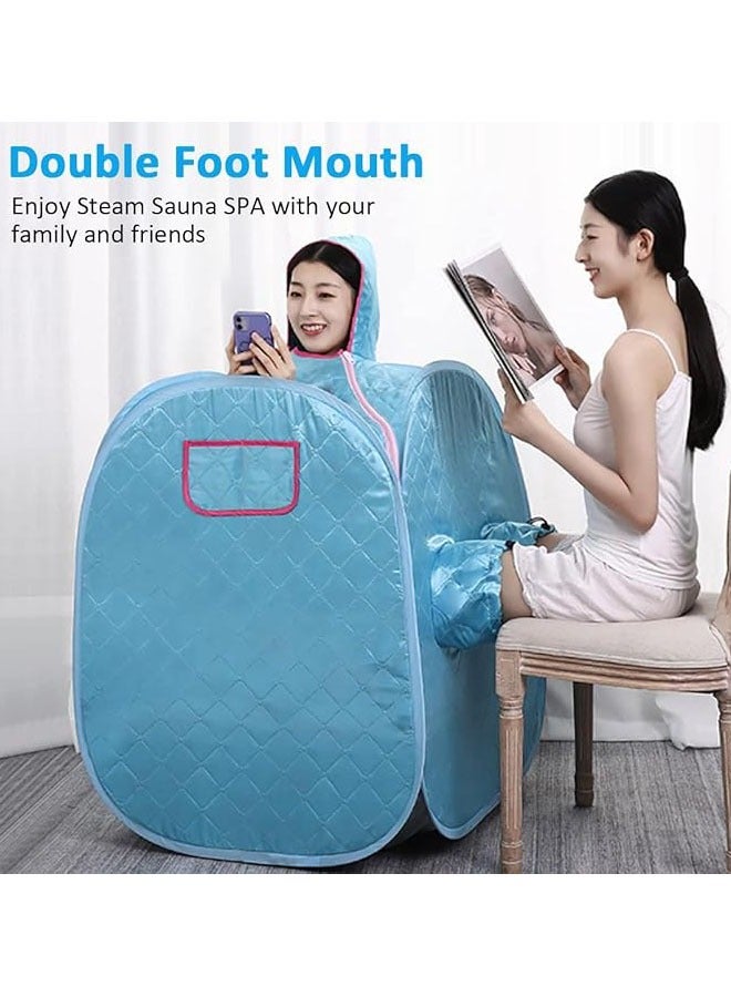 Arabest Portable Steam Sauna Private Room Sauna Tent Personal Foldable Home Spa Sauna Box with Timer Remote Control 2L Steam Pot Carrying Bag,9 Levels,for Detox Relaxation (Blue) - Image 2