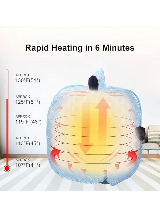 Arabest Portable Steam Sauna Private Room Sauna Tent Personal Foldable Home Spa Sauna Box with Timer Remote Control 2L Steam Pot Carrying Bag,9 Levels,for Detox Relaxation (Blue) - Image 3