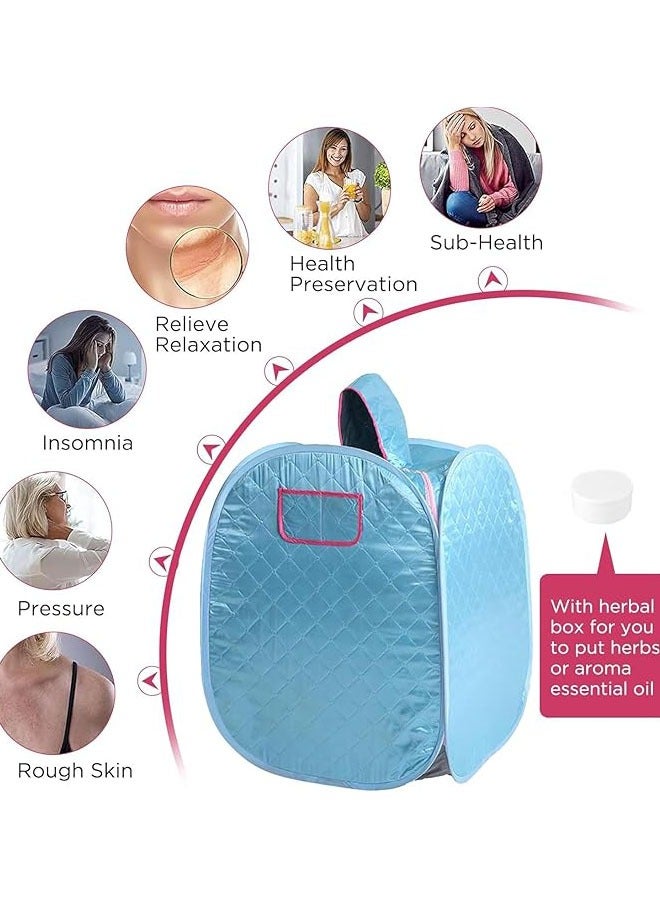 Arabest Portable Steam Sauna Private Room Sauna Tent Personal Foldable Home Spa Sauna Box with Timer Remote Control 2L Steam Pot Carrying Bag,9 Levels,for Detox Relaxation (Blue) - Image 4