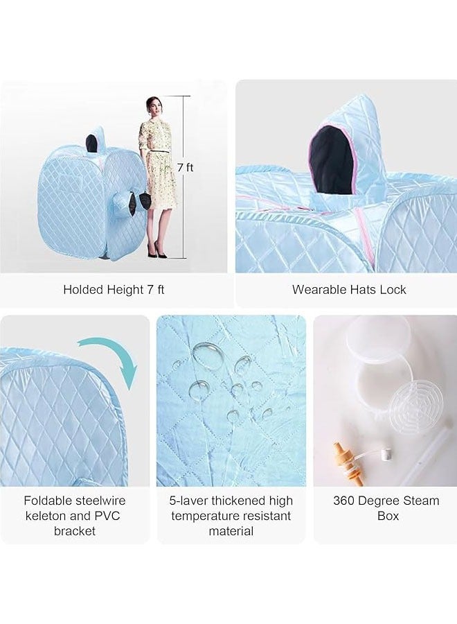Arabest Portable Steam Sauna Private Room Sauna Tent Personal Foldable Home Spa Sauna Box with Timer Remote Control 2L Steam Pot Carrying Bag,9 Levels,for Detox Relaxation (Blue) - Image 5