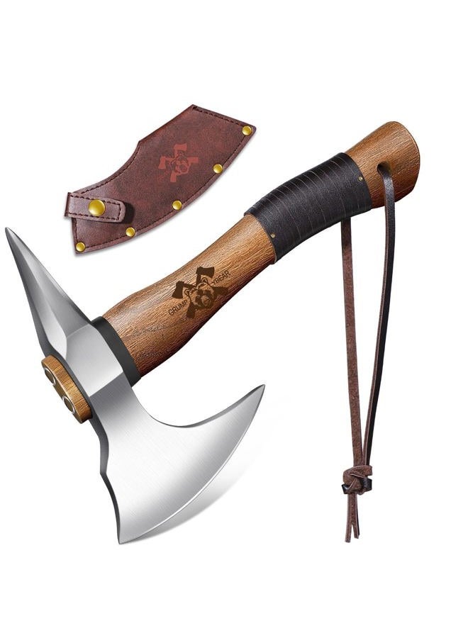 Grumpy Bear Camping Axe with Sheath (Natural Wood, Short) - Image 1