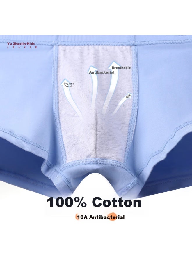 Yuzhaolin Boys 10a Antibacterial Cotton Modal Boxer Briefs Developmental Stage 3-pack Blue Green Gray Size 110 - Image 3