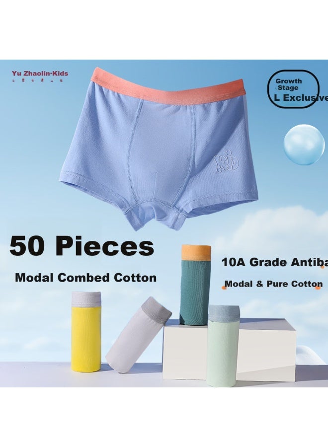 Yuzhaolin Boys 10a Antibacterial Cotton Modal Boxer Briefs Developmental Stage 3-pack Blue Green Gray Size 110 - Image 1