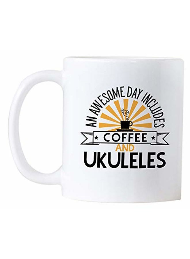 Casitika Ukulele Themed Gifts. 11 oz Ceramic Novelty Mug For Music Player or Teacher. An Awesome Day Includes Coffee and Ukuleles. - Image 2