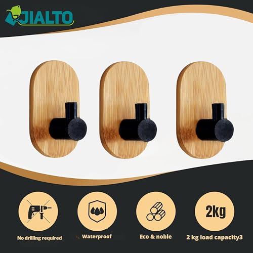 JIALTO Hanging Hooks - Adhesive Wall Hook 2Pcs, Hooks for Wall Without Drilling, Towel Hooks, Coat Hook, Robe Hook, Door Hanger Towel, Bathroom Bedroom Kitchen Hotel Pool - Image 2