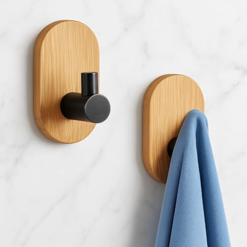 JIALTO Hanging Hooks - Adhesive Wall Hook 2Pcs, Hooks for Wall Without Drilling, Towel Hooks, Coat Hook, Robe Hook, Door Hanger Towel, Bathroom Bedroom Kitchen Hotel Pool - Image 1