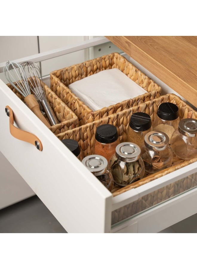 سلال الخشب لتنظيم 3Pack, مجموعة سلال تخزين الخشب الكبيرة والصغيرة, سلال المنسوجة ديكور اليد للتخزين, سلال تخزين المياه Hyacinth لخزانة رف الخزانة - Image 4