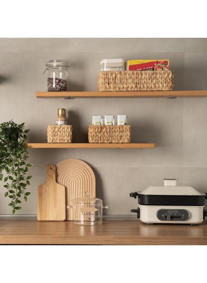 سلال الخشب لتنظيم 3Pack, مجموعة سلال تخزين الخشب الكبيرة والصغيرة, سلال المنسوجة ديكور اليد للتخزين, سلال تخزين المياه Hyacinth لخزانة رف الخزانة - Image 3