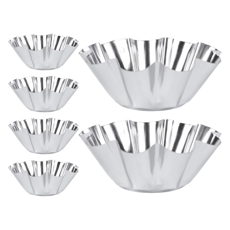 6pcs Stainless Steel Non Stick Flower Egg Tart Molds Reusable Baking Cups - Image 2