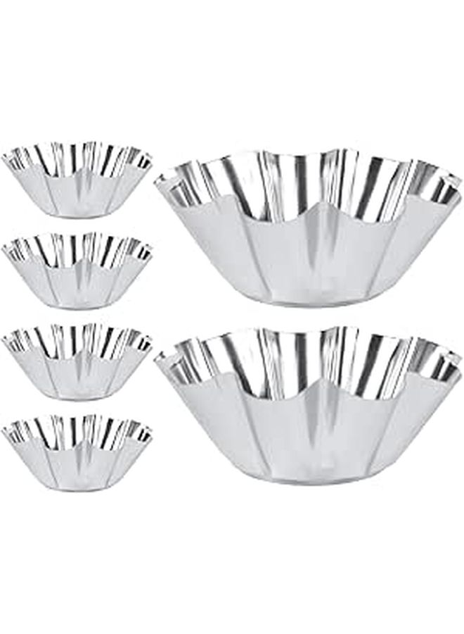 6pcs Stainless Steel Non Stick Flower Egg Tart Molds Reusable Baking Cups - Image 1