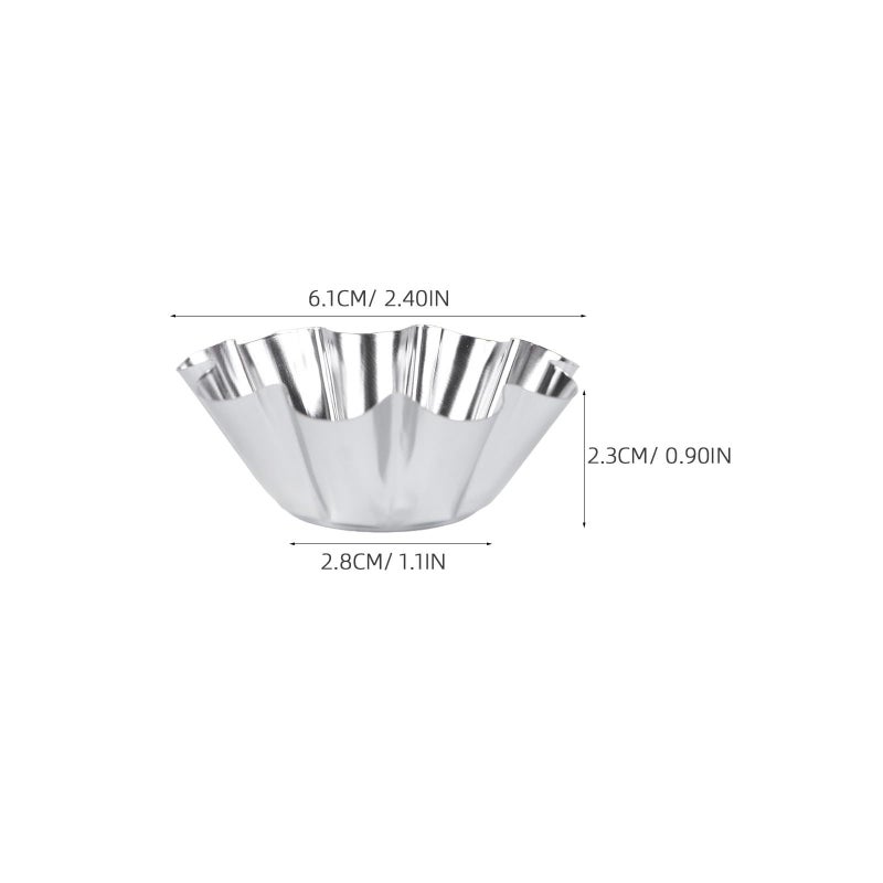 6pcs Stainless Steel Non Stick Flower Egg Tart Molds Reusable Baking Cups - Image 3