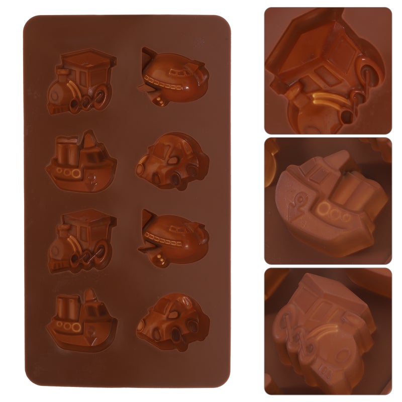 2pcs 8 Cavity DIY Silicone Baking Molds Boat Shaped Pans Candy Molds Chocolate Mould Trays (Coffee) - Image 2