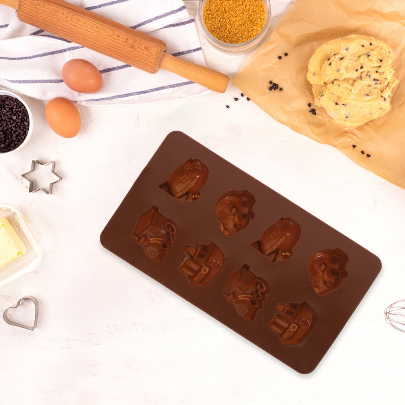2pcs 8 Cavity DIY Silicone Baking Molds Boat Shaped Pans Candy Molds Chocolate Mould Trays (Coffee) - Image 4