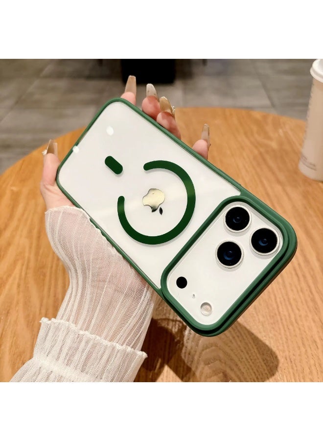 Denx Magnetic Case for iPhone 17 Pro Max Case, Compatible with MagSafe, Plating Luxury Cover, Clear Soft TPU Shockproof Protective Phone Case, (Dark Green).