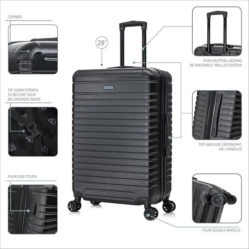 InUSA DEEP Luggage with GEL Handle | Spacious Traveling Suitcases Travel Suitcase with Dual Spinner Wheels and Studs | 28 Inch Large Hardside Luggage | Black - Image 3