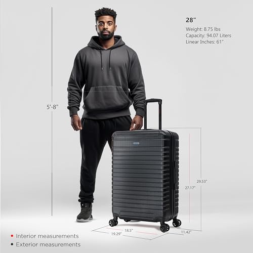 InUSA DEEP Luggage with GEL Handle | Spacious Traveling Suitcases Travel Suitcase with Dual Spinner Wheels and Studs | 28 Inch Large Hardside Luggage | Black - Image 2