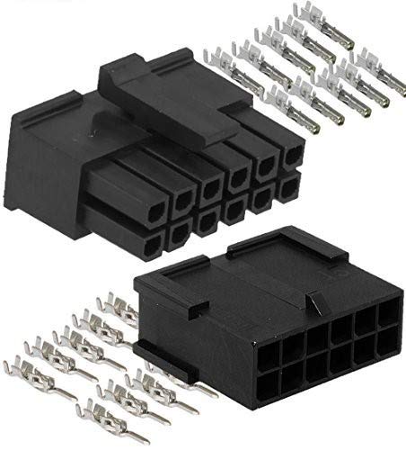 Molex Micro-Fit 3.0 dual row (12 Circuits) Male & Female receptacle plug, w/Terminal sockets, (Pack of 1 Complete Set) - Image 1