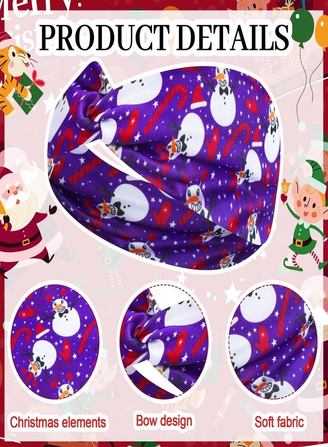 JaGely 12 Pcs Christmas Headbands Bulk for Women Xmas tree Santa Wide Knotted Twist Hairband Snowman Snowflake Gingerbread Turban Head Wraps Xmas Elastic Non Slip Hair Accessories (Christmas Joy 3) - Image 3