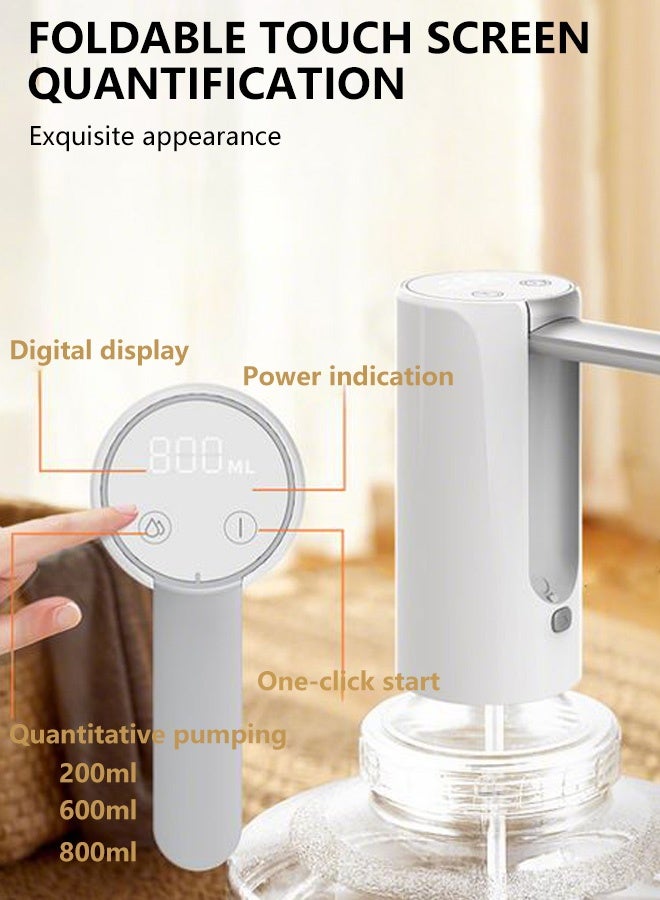مضخة مياه ذكية تعمل باللمس، مضخة شرب كهربائية لاسلكية محمولة بثلاث كميات 200مل و600مل و800مل، قابلة لإعادة الشحن، مناسبة لزجاجات من 4.5 لتر إلى 18.9 لتر، مثالية للمنزل والمكتب والتخييم - Image 2