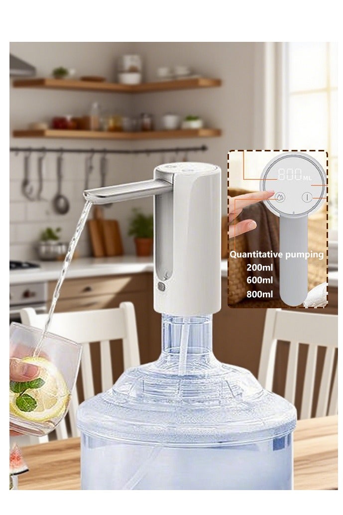 مضخة مياه ذكية تعمل باللمس، مضخة شرب كهربائية لاسلكية محمولة بثلاث كميات 200مل و600مل و800مل، قابلة لإعادة الشحن، مناسبة لزجاجات من 4.5 لتر إلى 18.9 لتر، مثالية للمنزل والمكتب والتخييم - Image 1