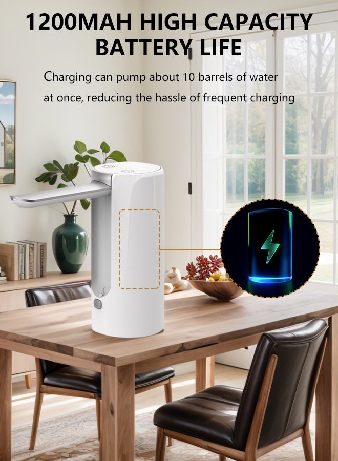 مضخة مياه ذكية تعمل باللمس، مضخة شرب كهربائية لاسلكية محمولة بثلاث كميات 200مل و600مل و800مل، قابلة لإعادة الشحن، مناسبة لزجاجات من 4.5 لتر إلى 18.9 لتر، مثالية للمنزل والمكتب والتخييم - Image 4