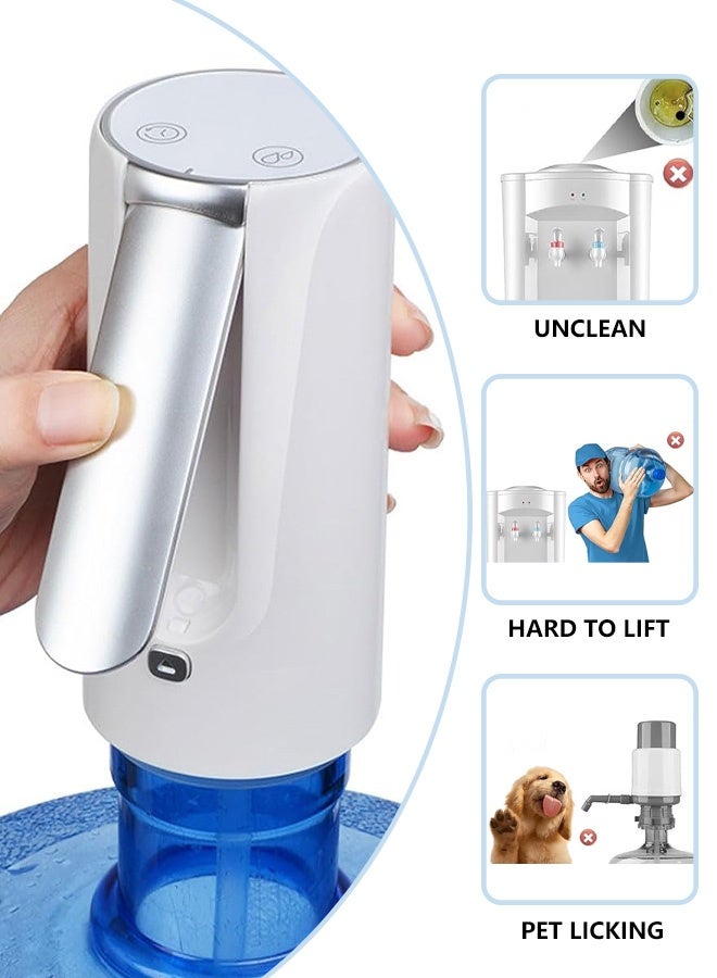 مضخة مياه ذكية تعمل باللمس، مضخة شرب كهربائية لاسلكية محمولة بثلاث كميات 200مل و600مل و800مل، قابلة لإعادة الشحن، مناسبة لزجاجات من 4.5 لتر إلى 18.9 لتر، مثالية للمنزل والمكتب والتخييم - Image 5