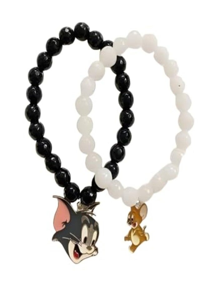 SUPER SOFTENER Tom and Jerry Adjustable Multi-Style Beaded Set for Women, Girls, Boys, Men (Pack of 2) (Tom And Jerry Bracelet) - Image 1